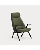 68226 Poltrona grande Dins verde scuro con gambe nere - 74x80x43/118cm