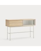 Console Yoko 2 tiroirs chêne et crème - 120x35x80cm
