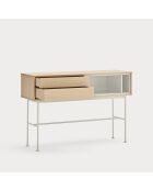 Console Yoko 2 tiroirs chêne et crème - 120x35x80cm