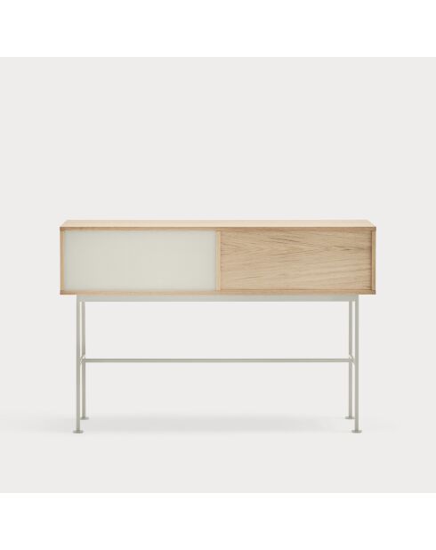 Console Yoko 2 tiroirs chêne et crème - 120x35x80cm