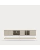 Meuble TV Platt 3 portes, 2 tiroirs et 5 niches sable - 220x45x74cm