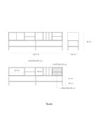 Meuble TV Platt 3 portes, 2 tiroirs et 5 niches sable - 220x45x74cm