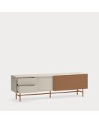 Meuble TV Nube avec 2 tiroirs, 1 porte et 1 porte coulissante sable et argile - 180x40x56cm