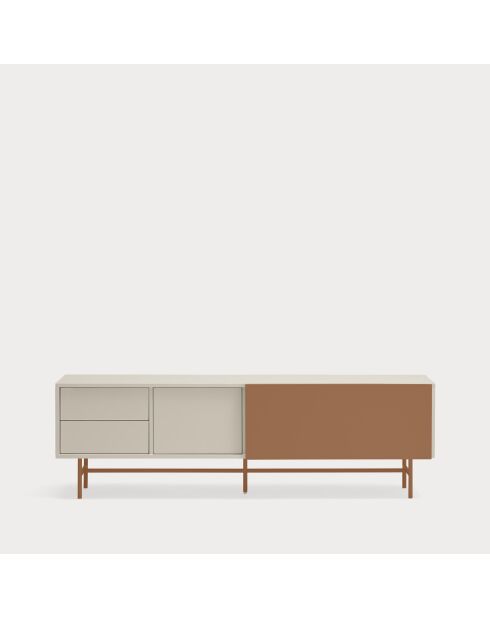 Nube TV-Ständer mit 2 Schubladen, 1 Tür und 1 Schiebetür aus Sand und Lehm — 180x40x56cm