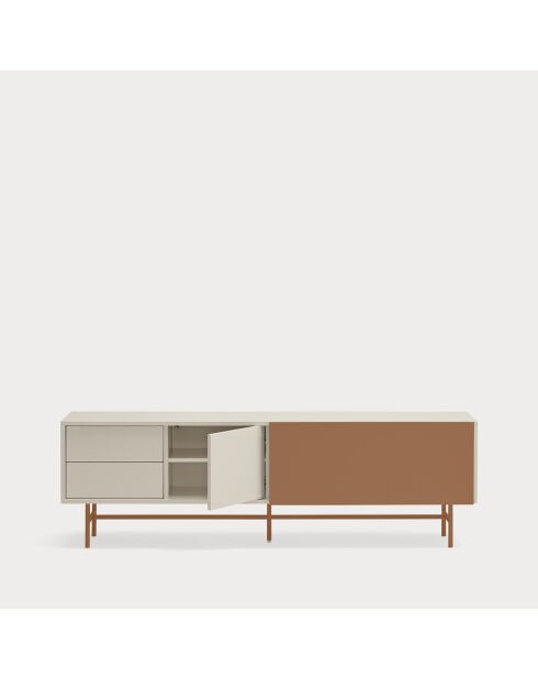 Nube TV-Ständer mit 2 Schubladen, 1 Tür und 1 Schiebetür aus Sand und Lehm — 180x40x56cm