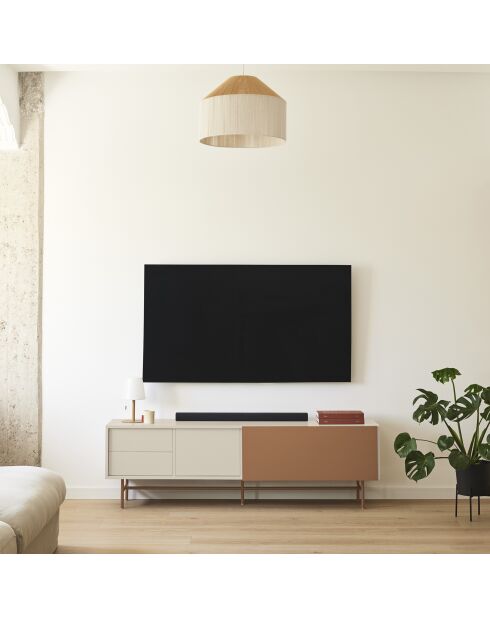 Nube TV-Ständer mit 2 Schubladen, 1 Tür und 1 Schiebetür aus Sand und Lehm — 180x40x56cm