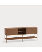 Meuble TV Platt 2 portes, 2 tiroirs et 2 niches argile - 175x45x74cm