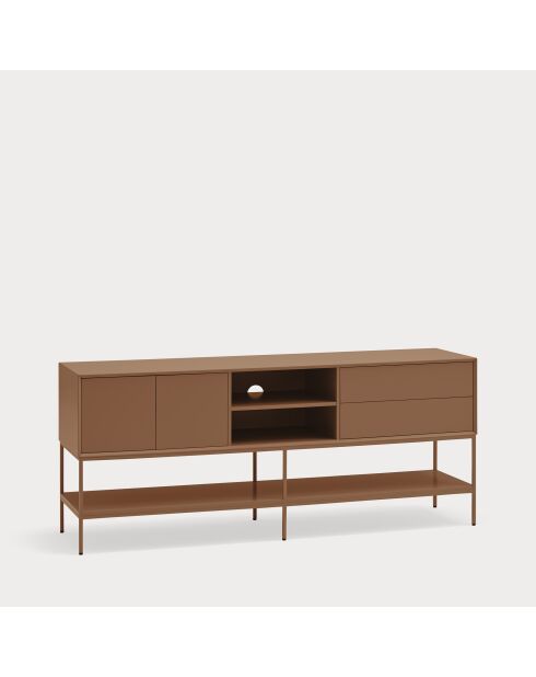 Platt TV-Ständer mit 2 Türen, 2 Schubladen und 2 Lehmnischen — 175 x 45 x 74 cm