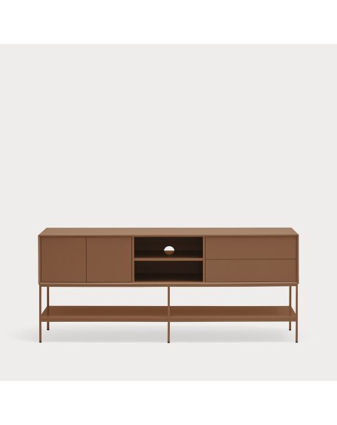 Platt TV-Ständer mit 2 Türen, 2 Schubladen und 2 Lehmnischen — 175 x 45 x 74 cm