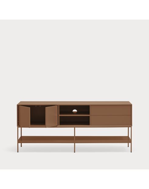 Platt TV-Ständer mit 2 Türen, 2 Schubladen und 2 Lehmnischen — 175 x 45 x 74 cm