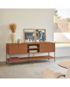 Meuble TV Platt 2 portes, 2 tiroirs et 2 niches argile - 175x45x74cm