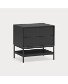 Platt Nachttisch 2 Schubladen schwarz - 55x45x55cm