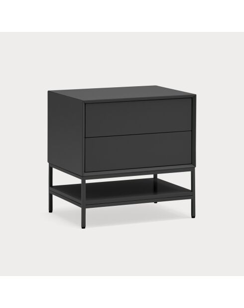 Platt Nachttisch 2 Schubladen schwarz - 55x45x55cm