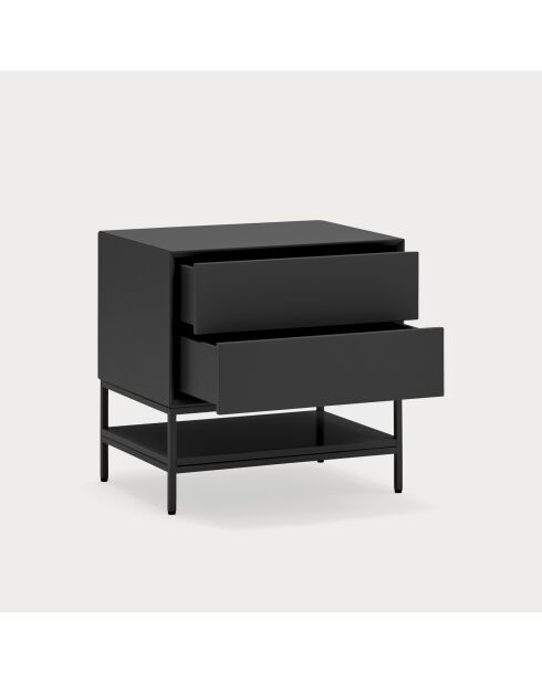 Platt Nachttisch 2 Schubladen schwarz - 55x45x55cm