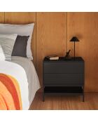 Platt Nachttisch 2 Schubladen schwarz - 55x45x55cm