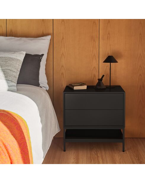 Platt Nachttisch 2 Schubladen schwarz - 55x45x55cm