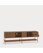 Platt TV-Ständer mit 3 Türen, 2 Schubladen und 5 Lehmnischen — 220x45x74cm