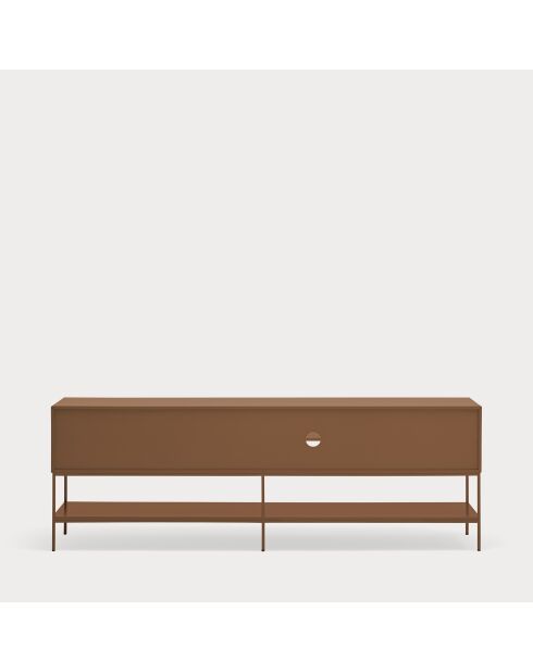 Platt TV-Ständer mit 3 Türen, 2 Schubladen und 5 Lehmnischen — 220x45x74cm
