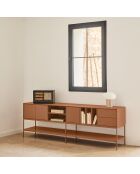 Platt TV-Ständer mit 3 Türen, 2 Schubladen und 5 Lehmnischen — 220x45x74cm