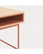 Yoko Schreibtisch 1 Schublade und 1 Nische Eiche und Ziegelrot - 120x60x78cm