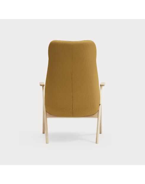 Fauteuil grand format 62108 Dins moutarde avec pieds en bois - 74x80x43/114cm
