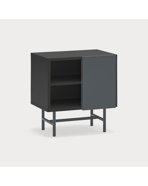 Nube Nachttisch mit 1 Schiebetür schwarz und anthrazitgrau - 50x35x56cm