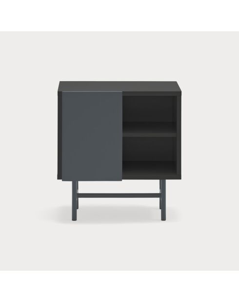 Nube Nachttisch mit 1 Schiebetür schwarz und anthrazitgrau - 50x35x56cm