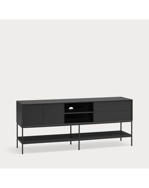 Platt TV-Ständer 2 Türen, 2 Schubladen und 2 Nischen schwarz - 175x45x74cm