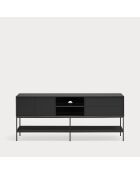 Meuble TV Platt 2 portes, 2 tiroirs et 2 niches noir - 175x45x74cm