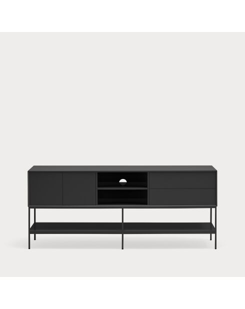 Platt TV-Ständer 2 Türen, 2 Schubladen und 2 Nischen schwarz - 175x45x74cm