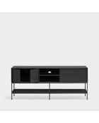 Meuble TV Platt 2 portes, 2 tiroirs et 2 niches noir - 175x45x74cm