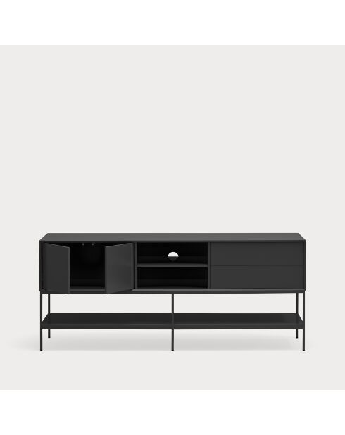 Platt TV-Ständer 2 Türen, 2 Schubladen und 2 Nischen schwarz - 175x45x74cm