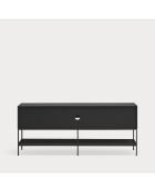 Meuble TV Platt 2 portes, 2 tiroirs et 2 niches noir - 175x45x74cm