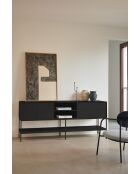Meuble TV Platt 2 portes, 2 tiroirs et 2 niches noir - 175x45x74cm