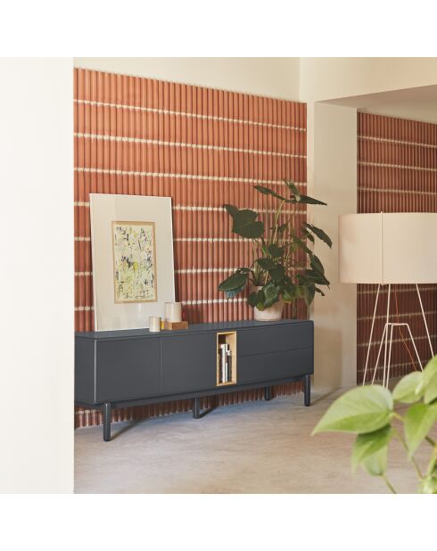 Corvo tv-meubel 2 deuren, 2 laden en 1 nis antracietgrijs - 180x40x56cm