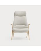 Poltrona grande Dins crema 61200 con gambe in legno - 74x80x43/114cm