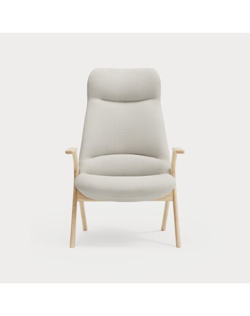 Großer Sessel Dins 61200 mit Holzbeinen, 74 x 80 x 43/114 cm, cremefarben