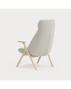 Poltrona grande Dins crema 61200 con gambe in legno - 74x80x43/114cm