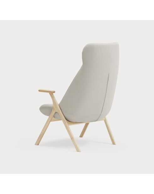 Großer Sessel Dins 61200 mit Holzbeinen, 74 x 80 x 43/114 cm, cremefarben