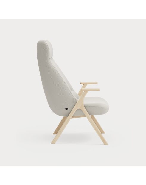 Großer Sessel Dins 61200 mit Holzbeinen, 74 x 80 x 43/114 cm, cremefarben