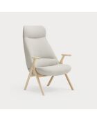 Poltrona grande Dins crema 61200 con gambe in legno - 74x80x43/114cm