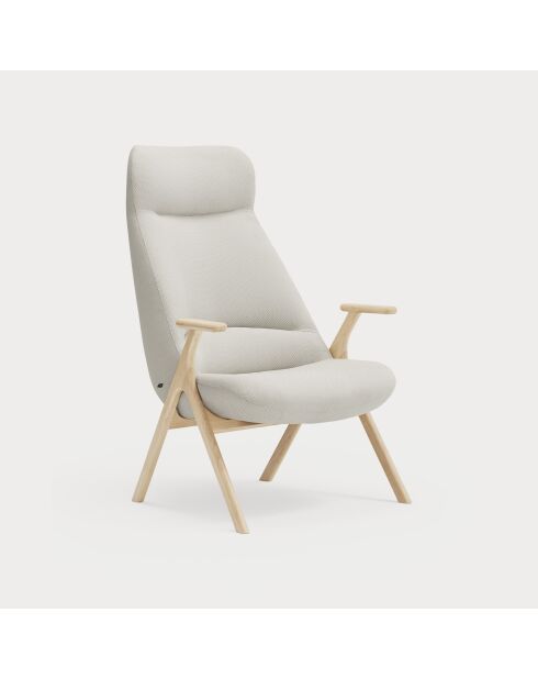 Großer Sessel Dins 61200 mit Holzbeinen, 74 x 80 x 43/114 cm, cremefarben