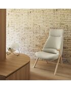 Poltrona grande Dins crema 61200 con gambe in legno - 74x80x43/114cm