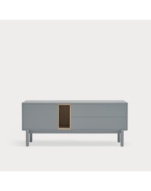 Corvo tv-meubel 1 deur, 2 laden en 1 parelgrijze nis - 140x40x56cm