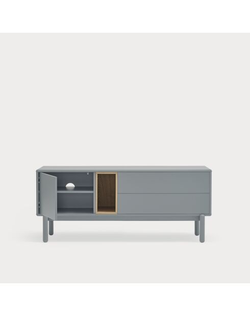 Corvo tv-meubel 1 deur, 2 laden en 1 parelgrijze nis - 140x40x56cm