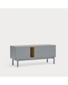 Corvo tv-meubel 1 deur, 2 laden en 1 parelgrijze nis - 140x40x56cm
