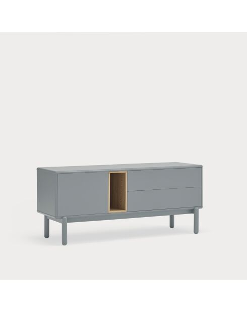 Corvo tv-meubel 1 deur, 2 laden en 1 parelgrijze nis - 140x40x56cm