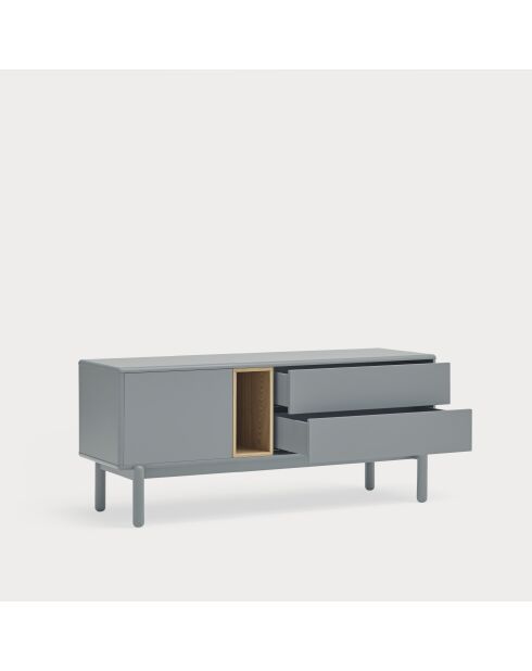 Corvo tv-meubel 1 deur, 2 laden en 1 parelgrijze nis - 140x40x56cm