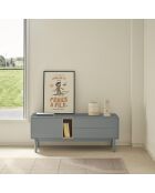Corvo tv-meubel 1 deur, 2 laden en 1 parelgrijze nis - 140x40x56cm