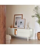 Porta TV Corvo 1 anta, 2 cassetti e 1 nicchia color crema - 140x40x56cm